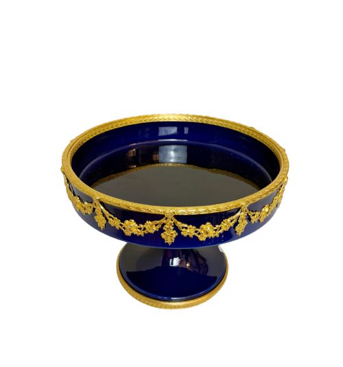 Antique Blue Porcelain & Gilt Bronze Centrepiece on Pedestal Base