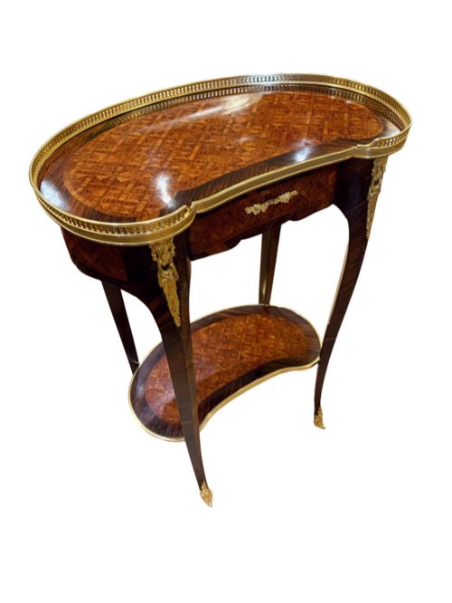 19th C. Kidney Shaped Side Table with Parquetry Inlay