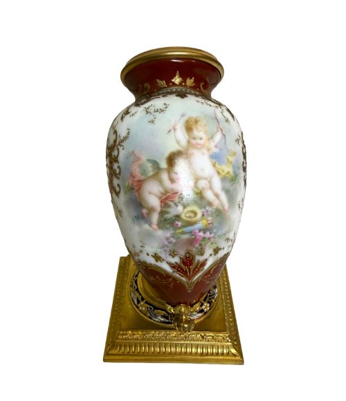 19th C. Porcelain (Sevres) and Gilt Bronze Vase