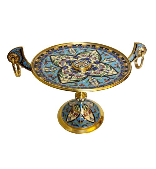 19th C. Gilt Bronze and Champleve Tazza