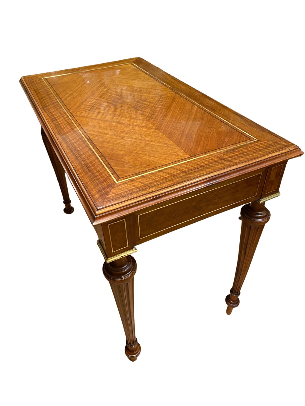 Antique Louis XVI Style Walnut & Brass Inlaid Games Table, French, Circa 1910
