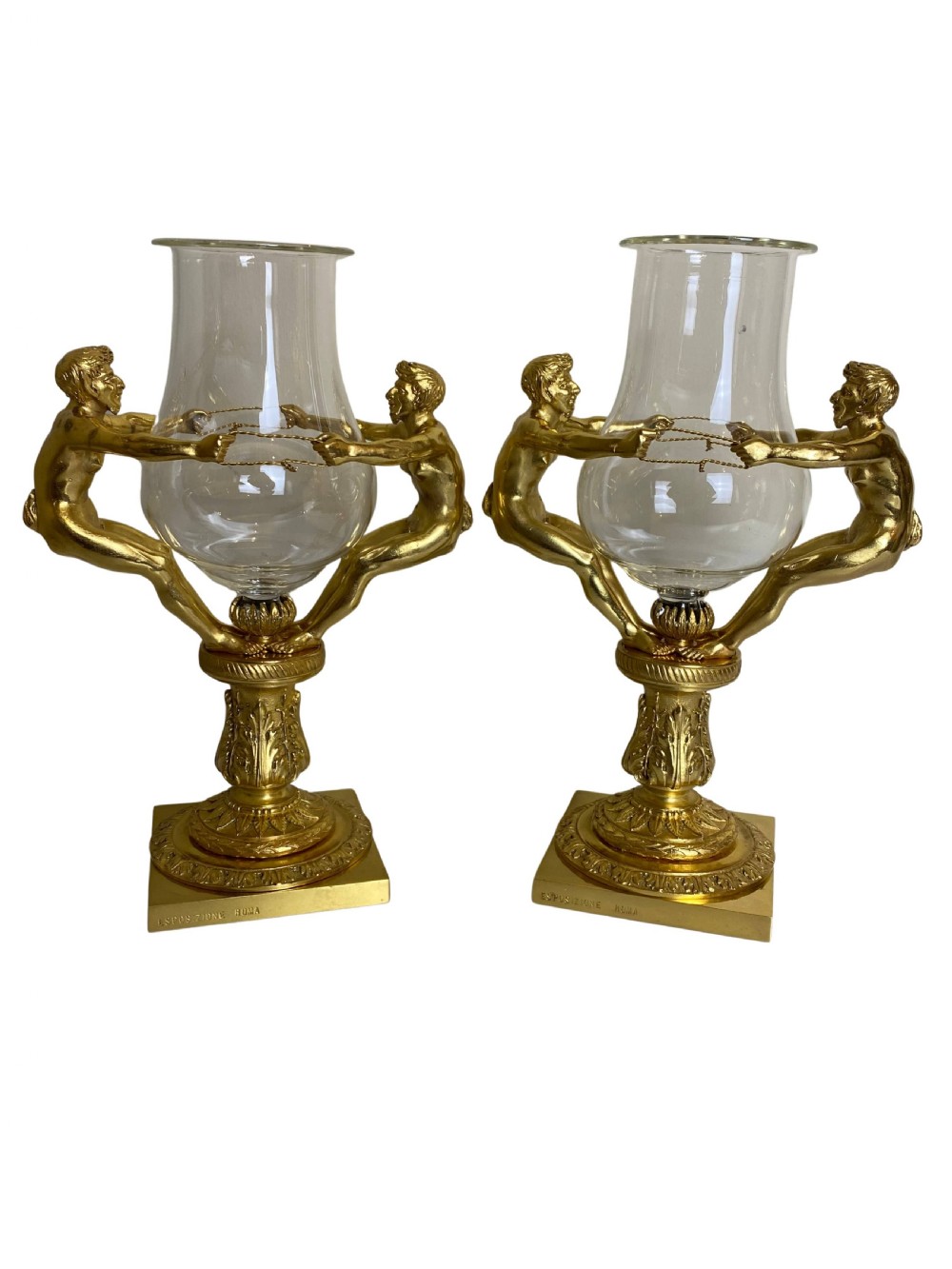 Pair of Bronze Candle Holders / Vases by Antonio Pandiani, Italy, 1890