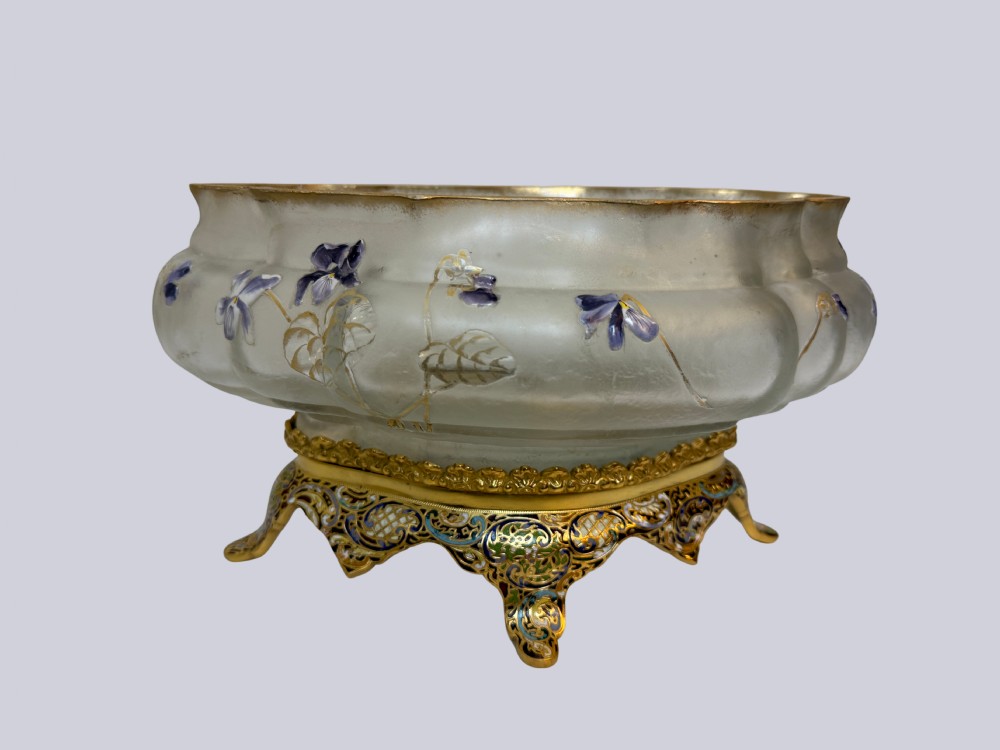 Late 19th Century French Sevres Style Enamelled Crystal Centrepiece