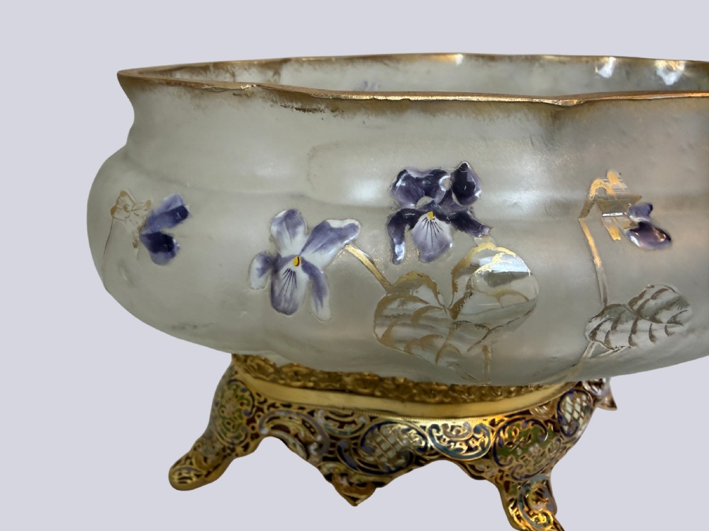 Late 19th Century French Sevres Style Enamelled Crystal Centrepiece View II