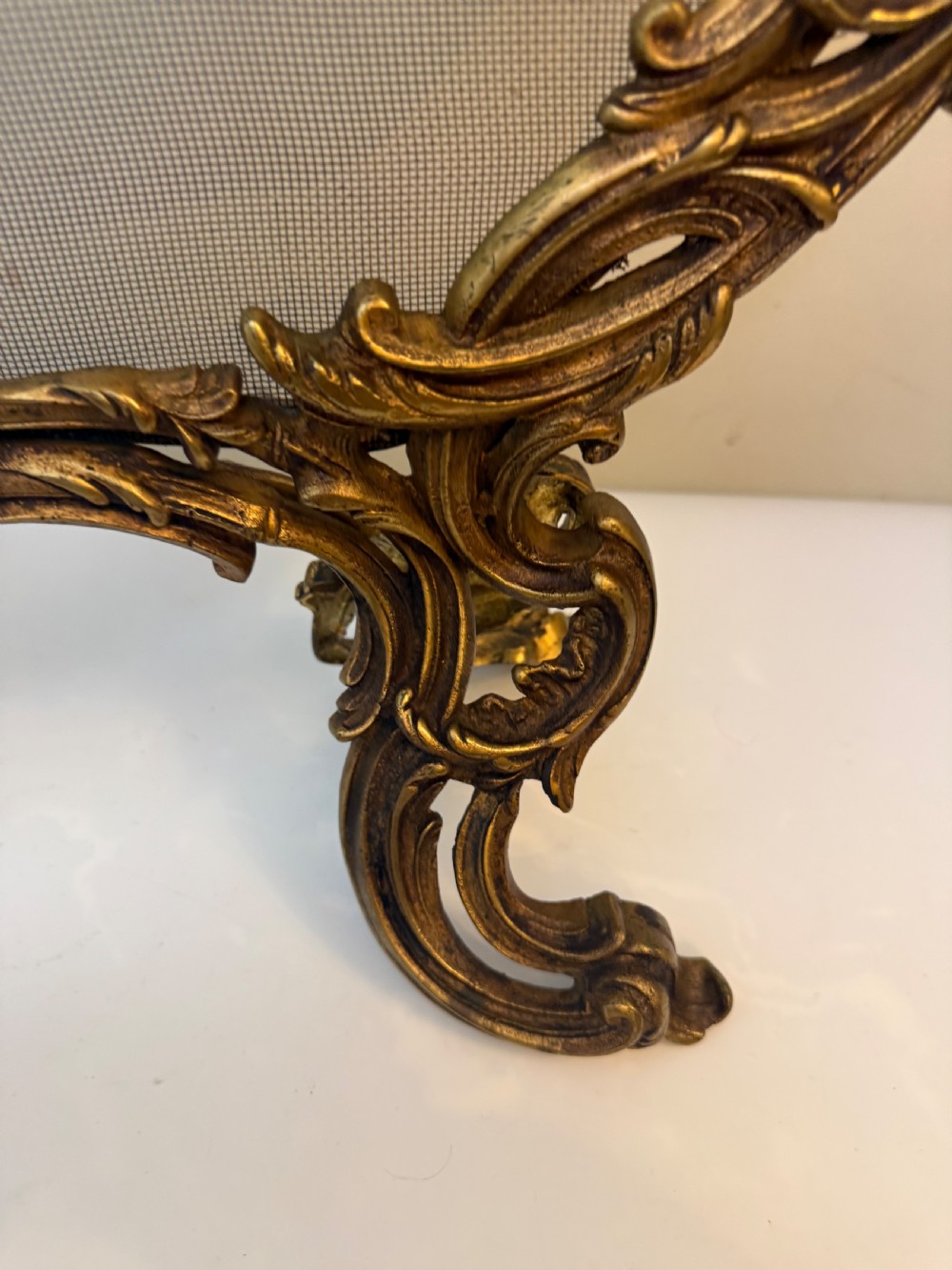 19th C French Bronze Fire Screen with Cherub Detailing View VI