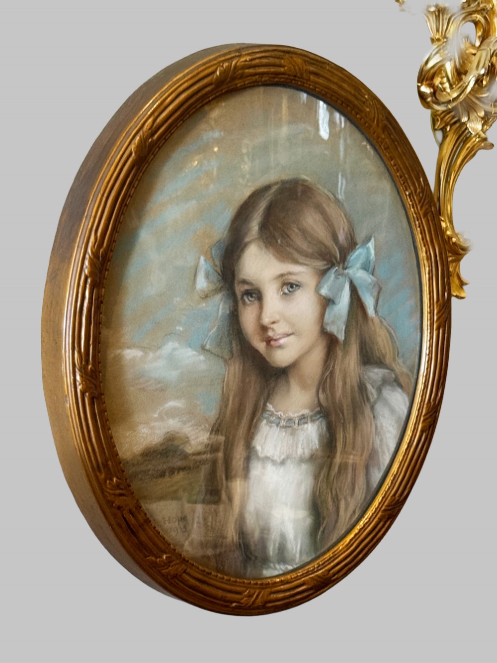 Early 20th C. Pastel Portrait by Artist Laura E. Hope View VII