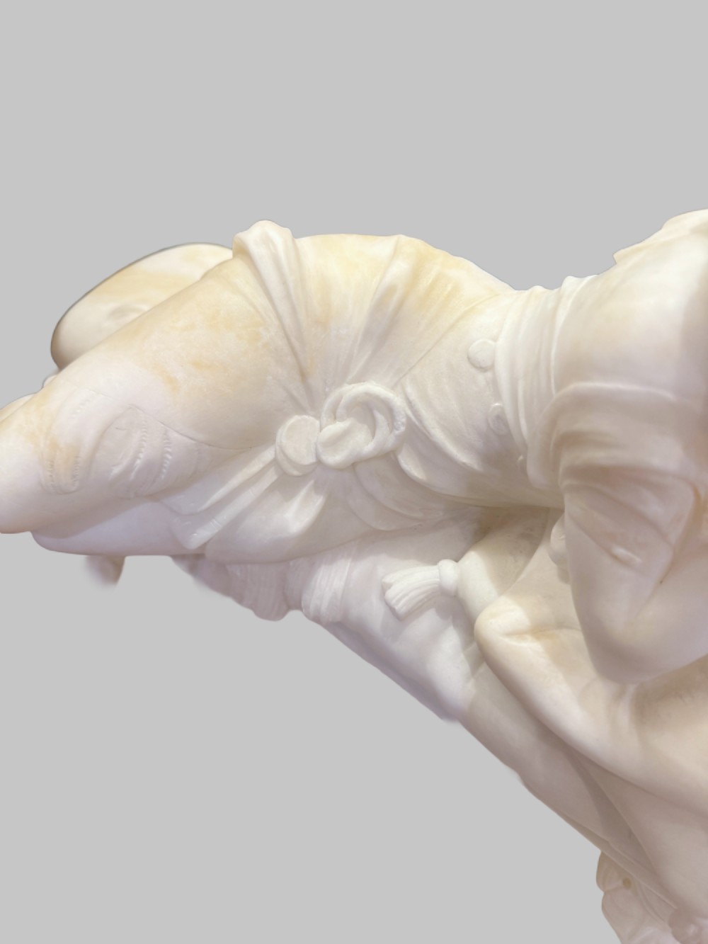 Antique Italian Marble Figure of Young Maiden Reclining View III