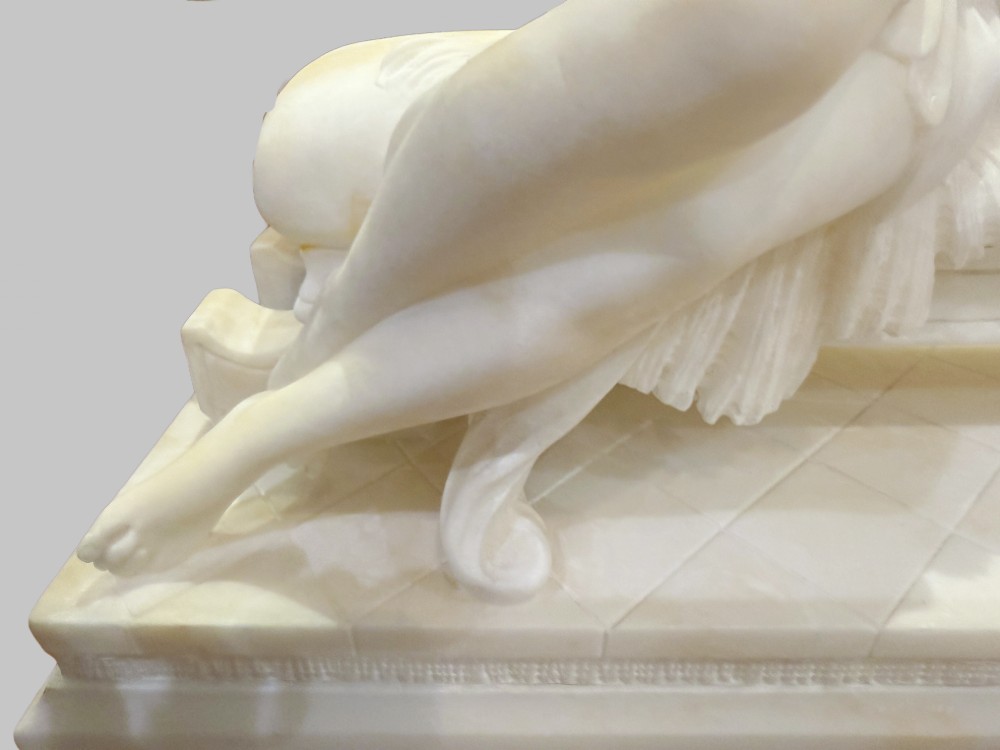 Antique Italian Marble Figure of Young Maiden Reclining View IV