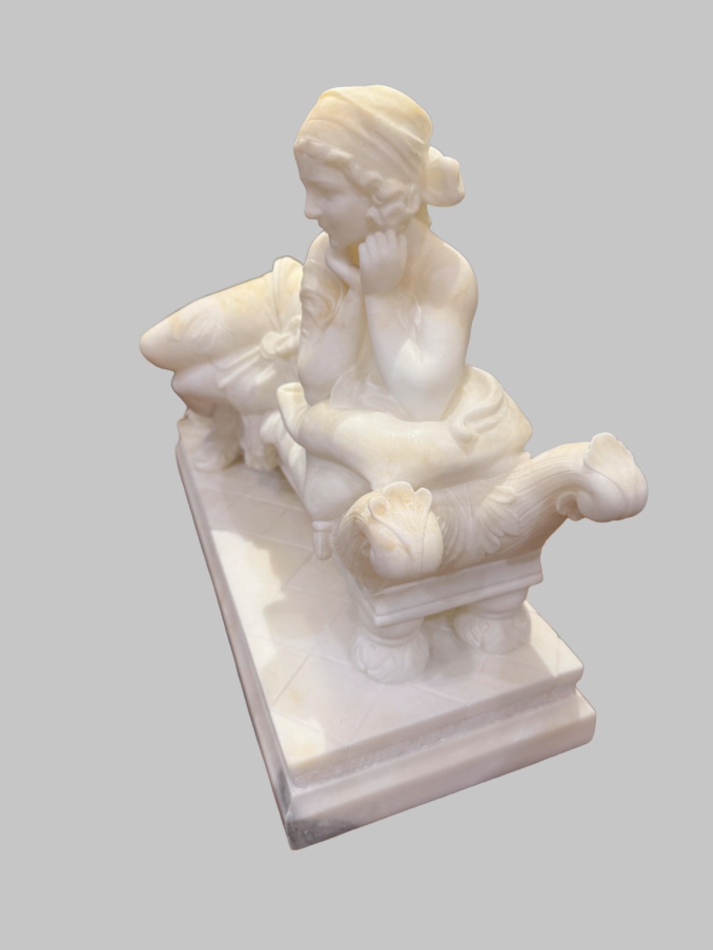 Antique Italian Marble Figure of Young Maiden Reclining View V