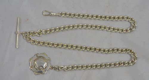 Long Silver Double Albert Watch Chain