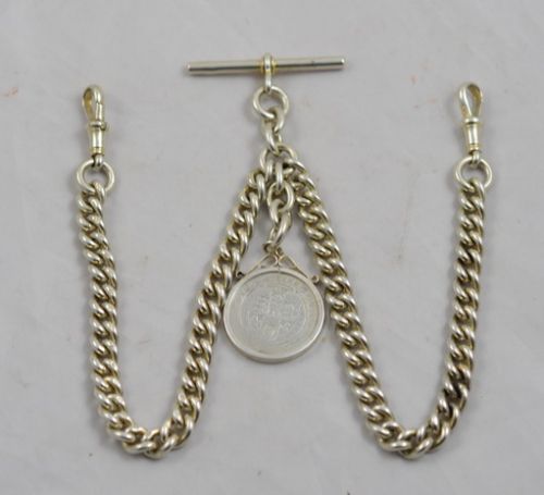 Silver Double Albert Watch Chain