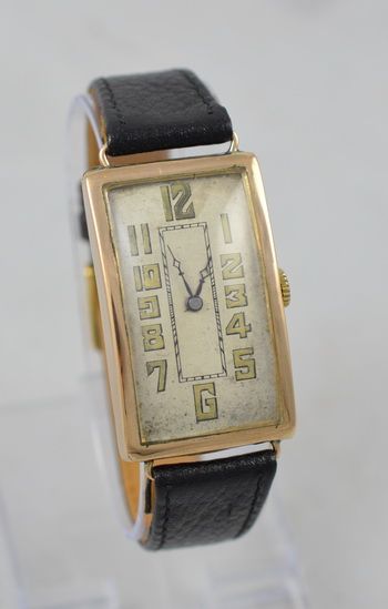 1930'S Large 'Tank' 14k Gold Wristwatch