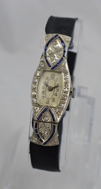 Platinum, Sapphire and Diamond Cocktail Watch