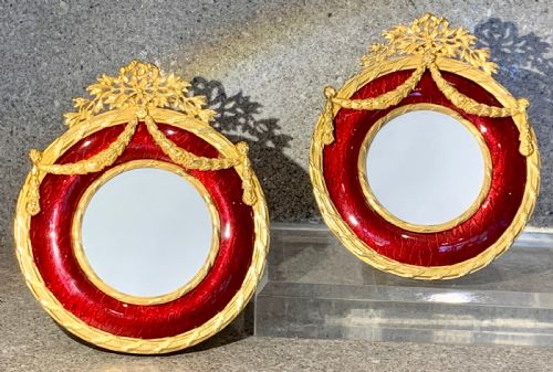 PAIR OF NAPOLEON III GILT BRONZE AND ENAMEL PICTURE FRAMES CIRCA 1840 - ADDITIONAL PHOTO 1
