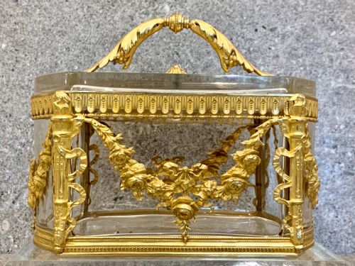 NAPOLEON III ORMOLU MOUNTED GLASS CASKET BOX FRENCH ANTIQUE - ADDITIONAL PHOTO 1