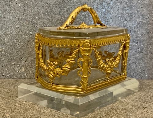 NAPOLEON III ORMOLU MOUNTED GLASS CASKET BOX FRENCH ANTIQUE - ADDITIONAL PHOTO 5