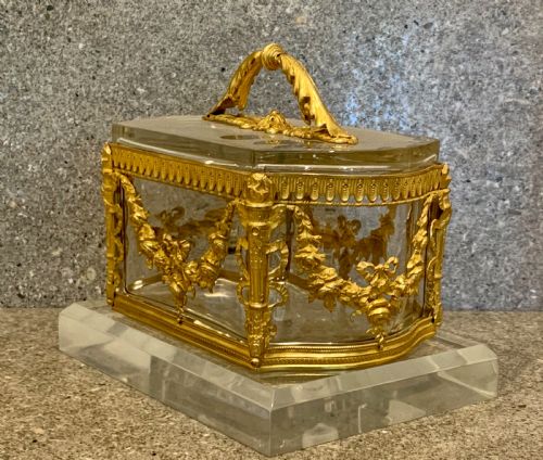 NAPOLEON III ORMOLU MOUNTED GLASS CASKET BOX FRENCH ANTIQUE - ADDITIONAL PHOTO 2