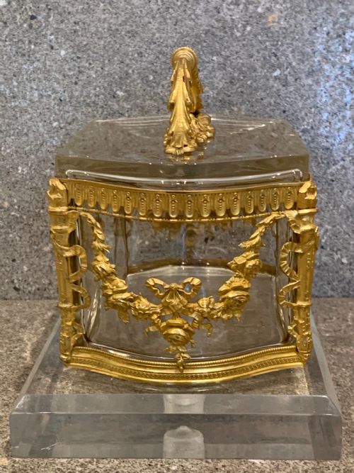NAPOLEON III ORMOLU MOUNTED GLASS CASKET BOX FRENCH ANTIQUE - ADDITIONAL PHOTO 4