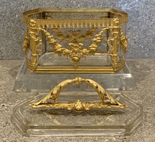 NAPOLEON III ORMOLU MOUNTED GLASS CASKET BOX FRENCH ANTIQUE - ADDITIONAL PHOTO 6