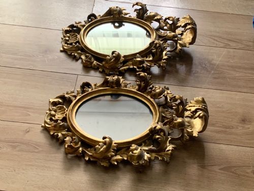 PAIR OF ITALIAN FLORENTINE CARVED GILTWOOD MIRRORS C1870 - ADDITIONAL PHOTO 9