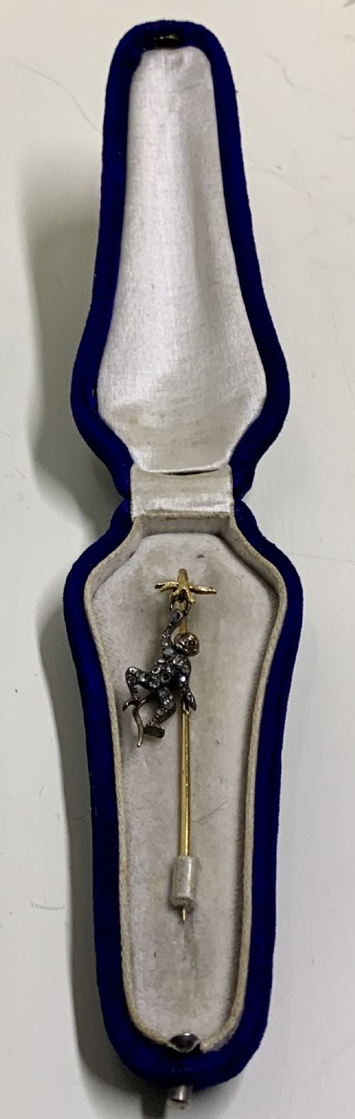 fig 1. A DIAMOND NOVELTY MONKEY STICK PIN CIRCA 19th CENTURY
