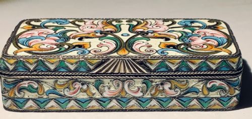 A KHLEBNIKOV RUSSIAN SILVERGILT AND SHADED ENAMEL BOX CASE - ADDITIONAL PHOTO 13