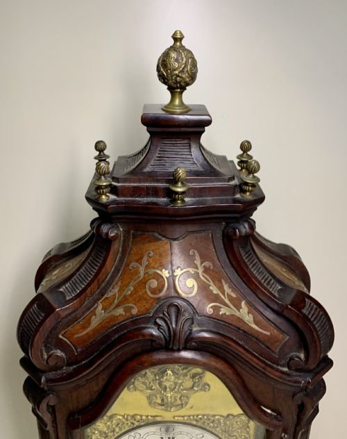 A LARGE FRENCH BRASS INLAID MAHOGANY PLANCHON A PARIS MANTEL CLOCK - ADDITIONAL PHOTO 2