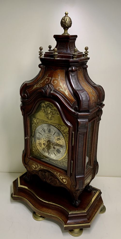 A LARGE FRENCH BRASS INLAID MAHOGANY PLANCHON A PARIS MANTEL CLOCK - ADDITIONAL PHOTO 6