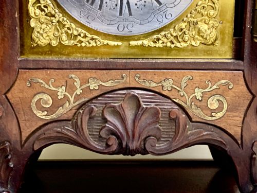A LARGE FRENCH BRASS INLAID MAHOGANY PLANCHON A PARIS MANTEL CLOCK - ADDITIONAL PHOTO 9