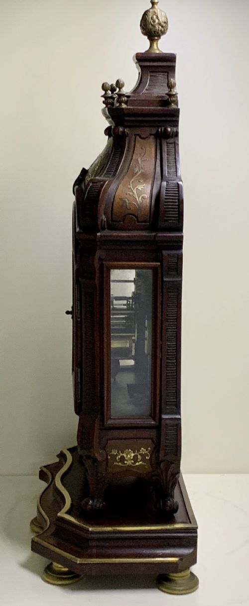A LARGE FRENCH BRASS INLAID MAHOGANY PLANCHON A PARIS MANTEL CLOCK - ADDITIONAL PHOTO 14
