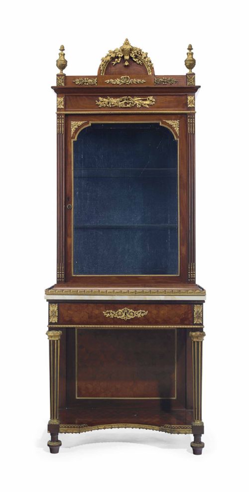 a french ormolumounted mahogany and parquetry vitrineonstand - CATEGORY: ANTIQUE CABINETS - DATED 1880