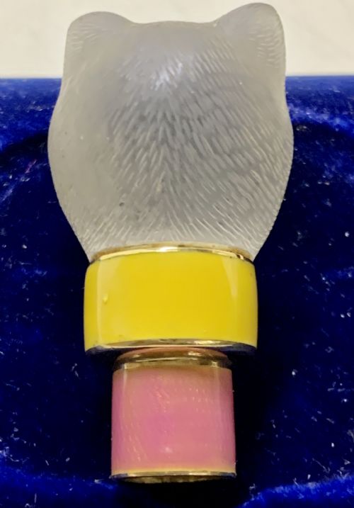 18K GOLD GUILLOCHE ENAMEL ROCK CRYSTAL 'CAT' PARASOL HANDLE - ADDITIONAL PHOTO 7