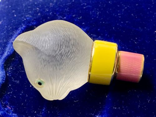 18K GOLD GUILLOCHE ENAMEL ROCK CRYSTAL 'CAT' PARASOL HANDLE - ADDITIONAL PHOTO 9
