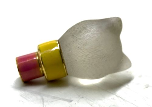 18K GOLD GUILLOCHE ENAMEL ROCK CRYSTAL 'CAT' PARASOL HANDLE - ADDITIONAL PHOTO 13