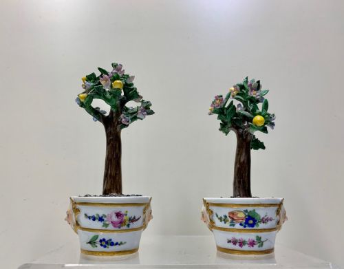 RARE PAIR MEISSEN MARCOLINI LEMON TREES IN TUBS CIRCA 1790 PORCELAIN - ADDITIONAL PHOTO 1