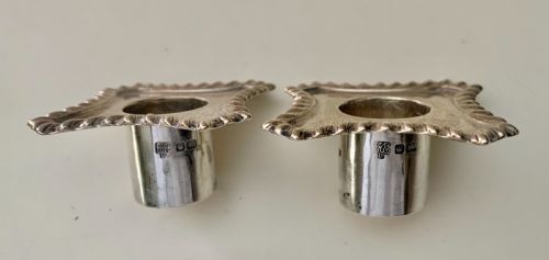 ANTIQUE EDWARDIAN STERLING SILVER CORINTHIAN COLUMN CANDLESTICKS 1916 - ADDITIONAL PHOTO 3