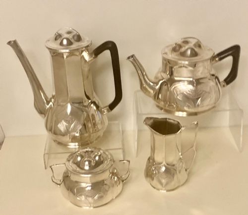 RARE SUPERB ORIVIT STERLING SILVER ART NOUVEAU COFFEE AND TEA SERVICE COLOGNE GERMANY - ADDITIONAL PHOTO 2