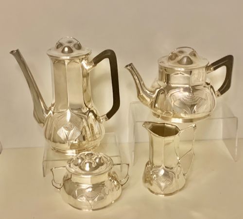 RARE SUPERB ORIVIT STERLING SILVER ART NOUVEAU COFFEE AND TEA SERVICE COLOGNE GERMANY - ADDITIONAL PHOTO 13