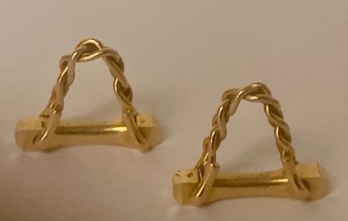 SUPERB PAIR HERMES PARIS MID CENTURY STIRRUP CUFFLINKS 18CT GOLD CIRCA 1965 - ADDITIONAL PHOTO 4