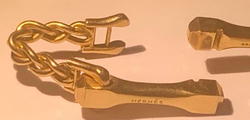 SUPERB PAIR HERMES PARIS MID CENTURY STIRRUP CUFFLINKS 18CT GOLD CIRCA 1965 - ADDITIONAL PHOTO 8