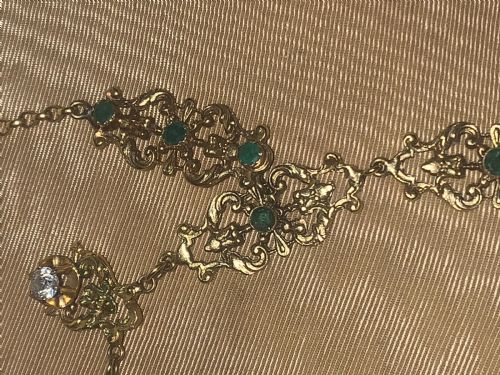 ANTIQUE VICTORIAN GARNET PEARL NECKLACE 9CT GOLD LAVALIERE - ADDITIONAL PHOTO 2