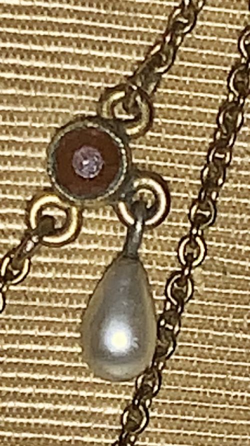 ANTIQUE VICTORIAN GARNET PEARL NECKLACE 9CT GOLD LAVALIERE - ADDITIONAL PHOTO 12