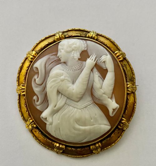 A LARGE HIGH QUALITY VICTORIAN CAMEO BROOCH SUPERB 15CT GOLD FRAME - ADDITIONAL PHOTO 7