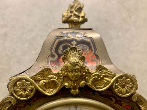 ANTIQUE 19THC FRENCH 8 DAY BELL STRIKING RED SHELL INLAID BOULLE MANTLE CLOCK - ADDITIONAL PHOTO 6