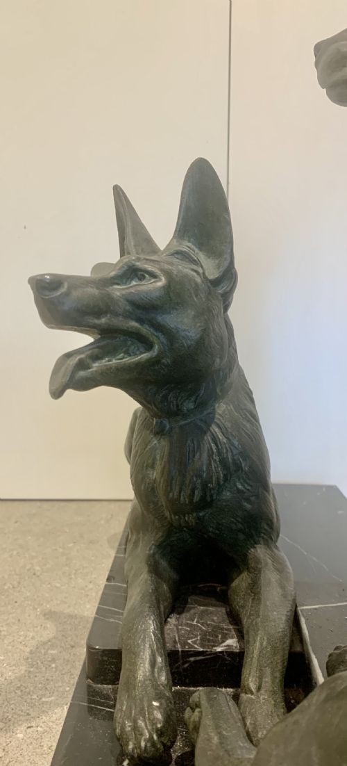 A FINE LARGE ANIMALIER ART DECO SCULPTURE BY LOUISALBERT CARVIN ALSATIAN DOGS - ADDITIONAL PHOTO 7