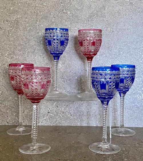 A SUPERB QUALITY CUT CRYSTAL WINE GLASSES SET OF 6 - ADDITIONAL PHOTO 3