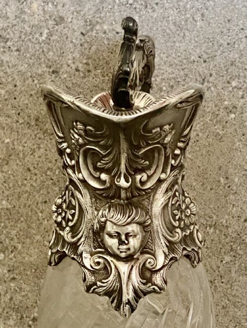 ANTIQUE STERLING SILVER GLASS CLARET JUG TOPAZIO PORTUGAL - ADDITIONAL PHOTO 3