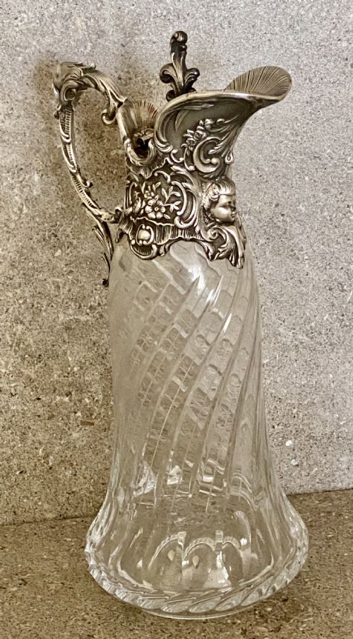 ANTIQUE STERLING SILVER GLASS CLARET JUG TOPAZIO PORTUGAL - ADDITIONAL PHOTO 4