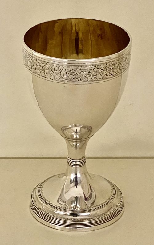 FINE ANTIQUE GEORGIAN STERLING SILVER DRINKING GOBLET CIRCA 1798 - ADDITIONAL PHOTO 2