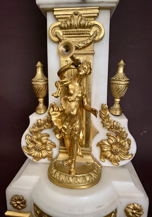 ANTIQUE FRENCH WHITE MARBLE PATINATED BRONZE AND ORMOLU GLOBE CLOCK - ADDITIONAL PHOTO 5